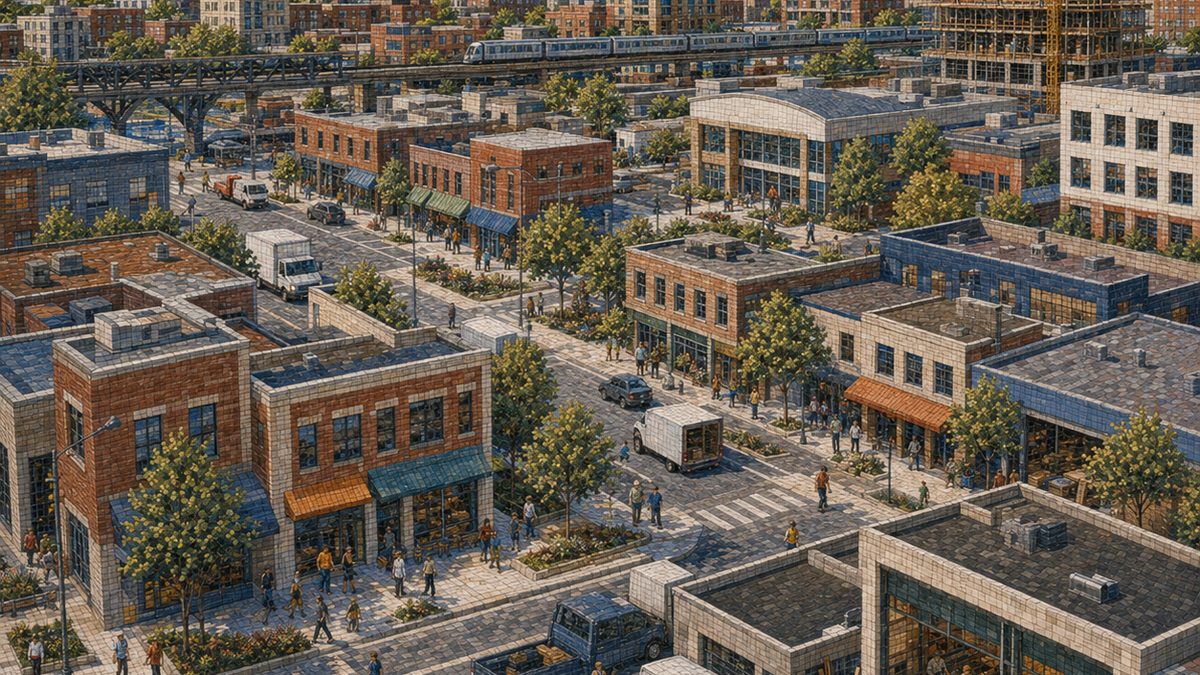 Mosaic of a working commercial district